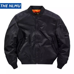 2024 Winter Thick Bomber Jacket Solid Color Men's Tactical Air Force MA 1 Jacket Coat Pilot Motorcycle Aviator Varsity Jacket