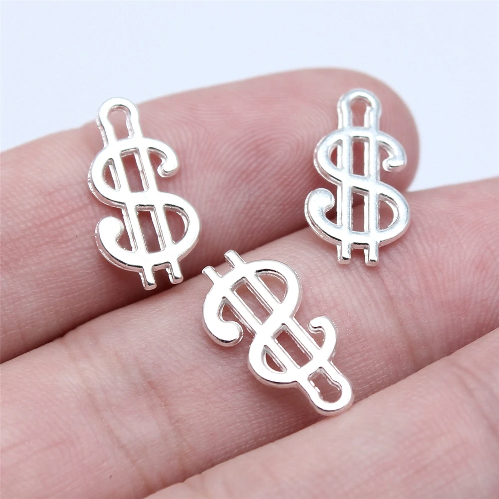 WYSIWYG 20pcs/lot 9x17mm Jewelry Making DIY Handmade Craft Charms US Dollar Sign Charms