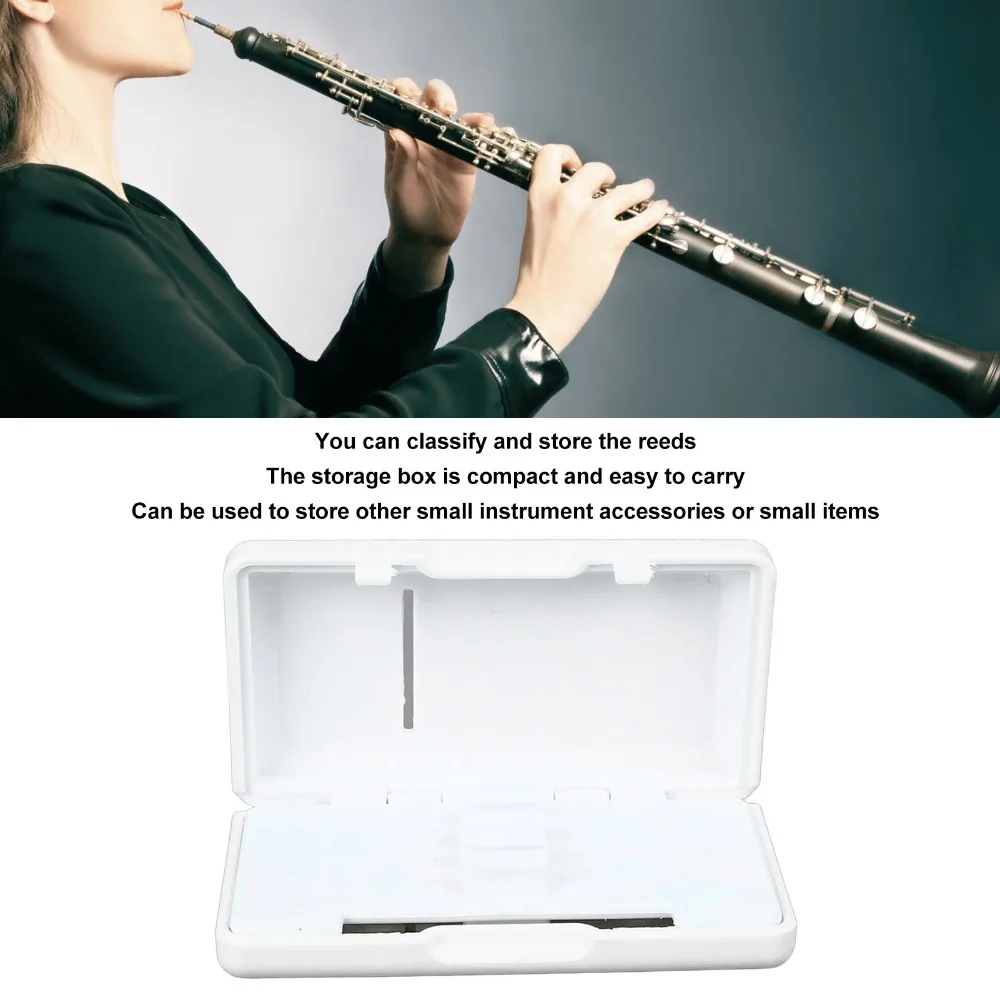 2PCS 6-Slot Design Oboe Reed Case Portable Size Plastic Reed Holder Case White Musical Instrument Accessory Oboe Reed Storage