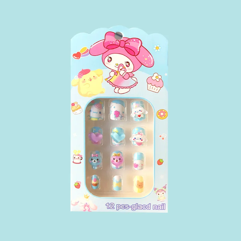 Cute Sanrio Stereoscopic Nail Art Set Kawaii Hello Kittys Cinnamoroll My Melody Kuromi Sweet Cartoon Nail Accessories Girls Gift