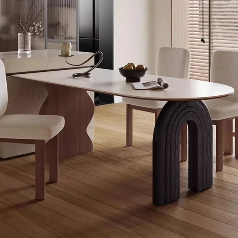 

Dining table, modern, small apartment, household, travertine slate, island, solid wood, dining table and chair combination