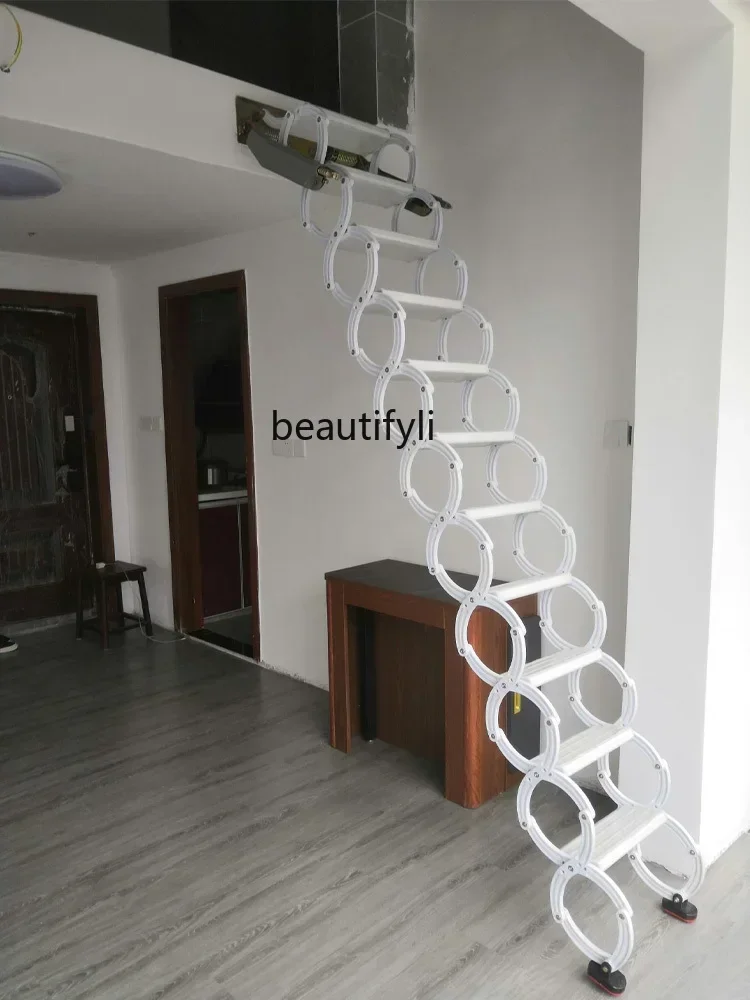 

Retractable Staircase Attic Home Wall-Mounted Upturn Folding Stair Shrink Elevator Outdoor Compartment