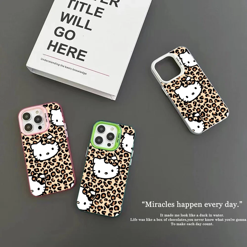 Brązowy wzór w cętki Hello Kittys Etui na telefon IMD Kolor Srebrna obudowa do iPhone'a 16, 15, 14, 13, 12 Pro Max Plus