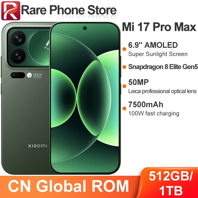 شاومي17بروماكسنسخةعالمية256جيجابايت/512جيجابايت،شاشةAMOLED6.9بوصة،معالجسنابدراجون8إيليتالجيلالخامس،بطارية7500ملليأمبير،كاميرا50+50ميجابكسل-AliExpress509