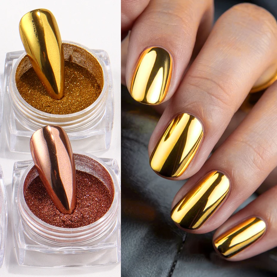 8 Box Chrome Mirror Nail Powder Metallic Silver Gold Blue Nail Art Glitter Rubbing Pigment Flakes Dust For DIY Luxury Manicures