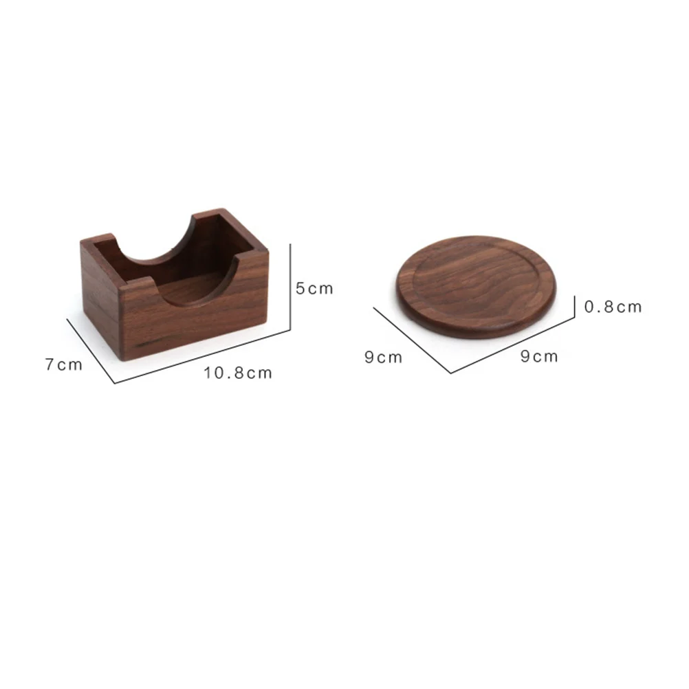 

6Pcs Black Walnut Wooden Coasters Handmade Heat Insulation Non Slip Round Cup Holder Mat for Home Party Office Restaurant