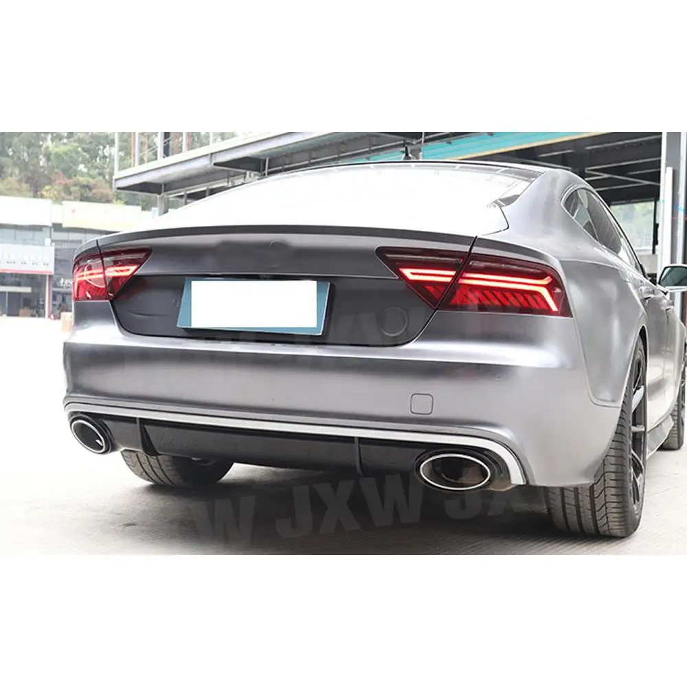 PP Car Rear Bumper Lip Diffuser Spoiler For Audi A7 Sport 2016 2017 2018 to RS7 Style Car Bumper Protector