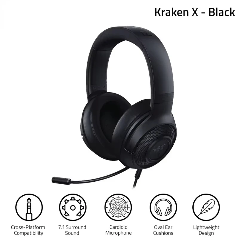 سماعة الألعاب السلكية الأساسية الجديدة Razer Kraken X 7.1 محيطة ودقيقة موضعية 100% أصلية #5