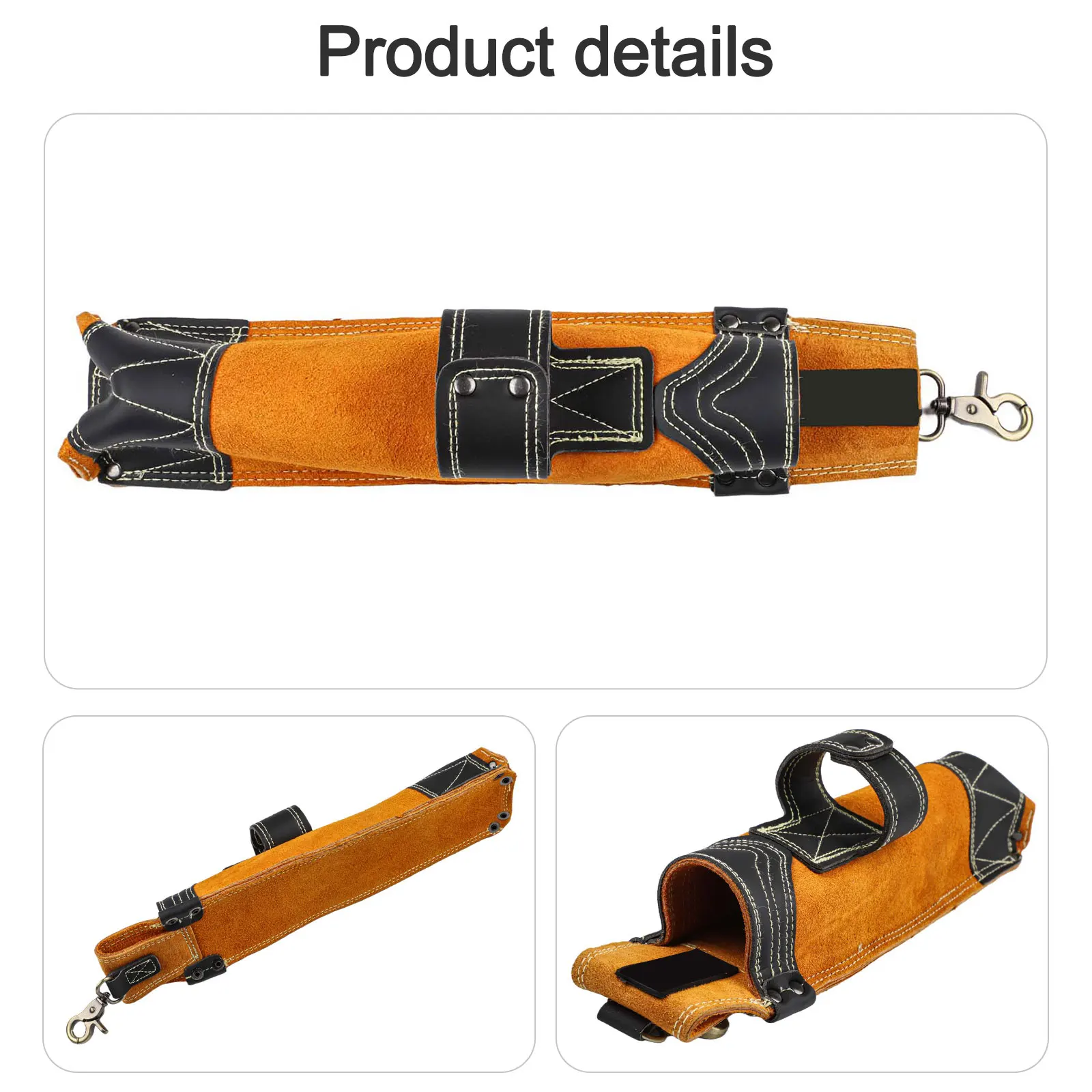 Flame Resistant Cowhide Welding Rod Bag Thick Leather Electrode Holder Belt Pouch For 20pcs 4mm 350mm Storage Tool