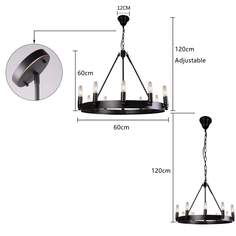 Nordische Retro Eisen Kronleuchter kreative Persönlichkeit antike Wohnzimmer Schlafzimmer Essbar Hotel Kerze LED-Beleuchtung