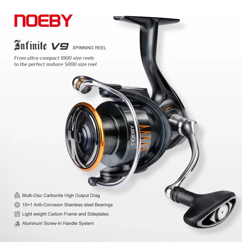 

Noeby Infinite Spinning Reel 2500H 3000H 4000H Series Drag 10kg Light Weight Aluminum Screw Inshore Fishing Reels Pesca Wheel