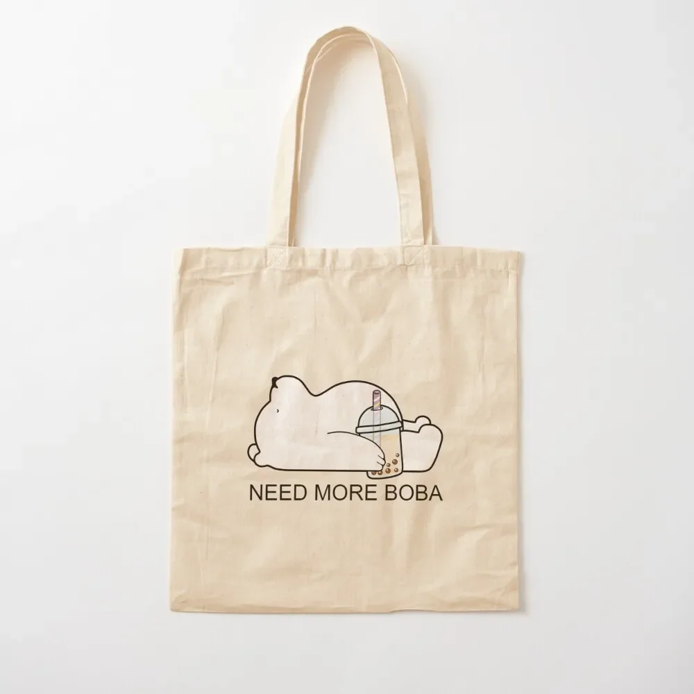 

Little Bear Need more Boba! Tote Bag Lady bag eco bag folding Women's tote