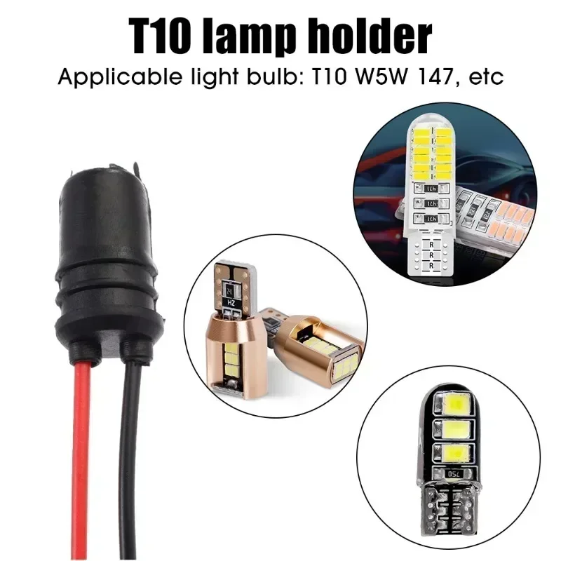 DC12V T10 W5W 147 Socket Marker Instrument Lights Holder Connector Wire Bulb Soft Rubber Harness Replacement Car Parts
