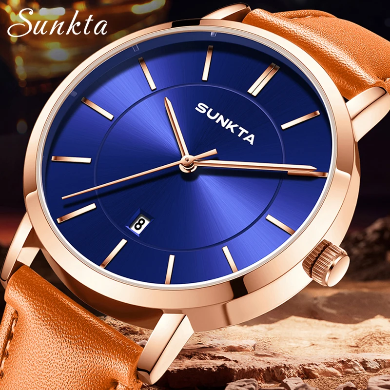 

Sunkta Business Quartz Men's Wristwatch Chronograph Date Leather Man Watch Military Waterproof Watches For Men Relogio Masculino