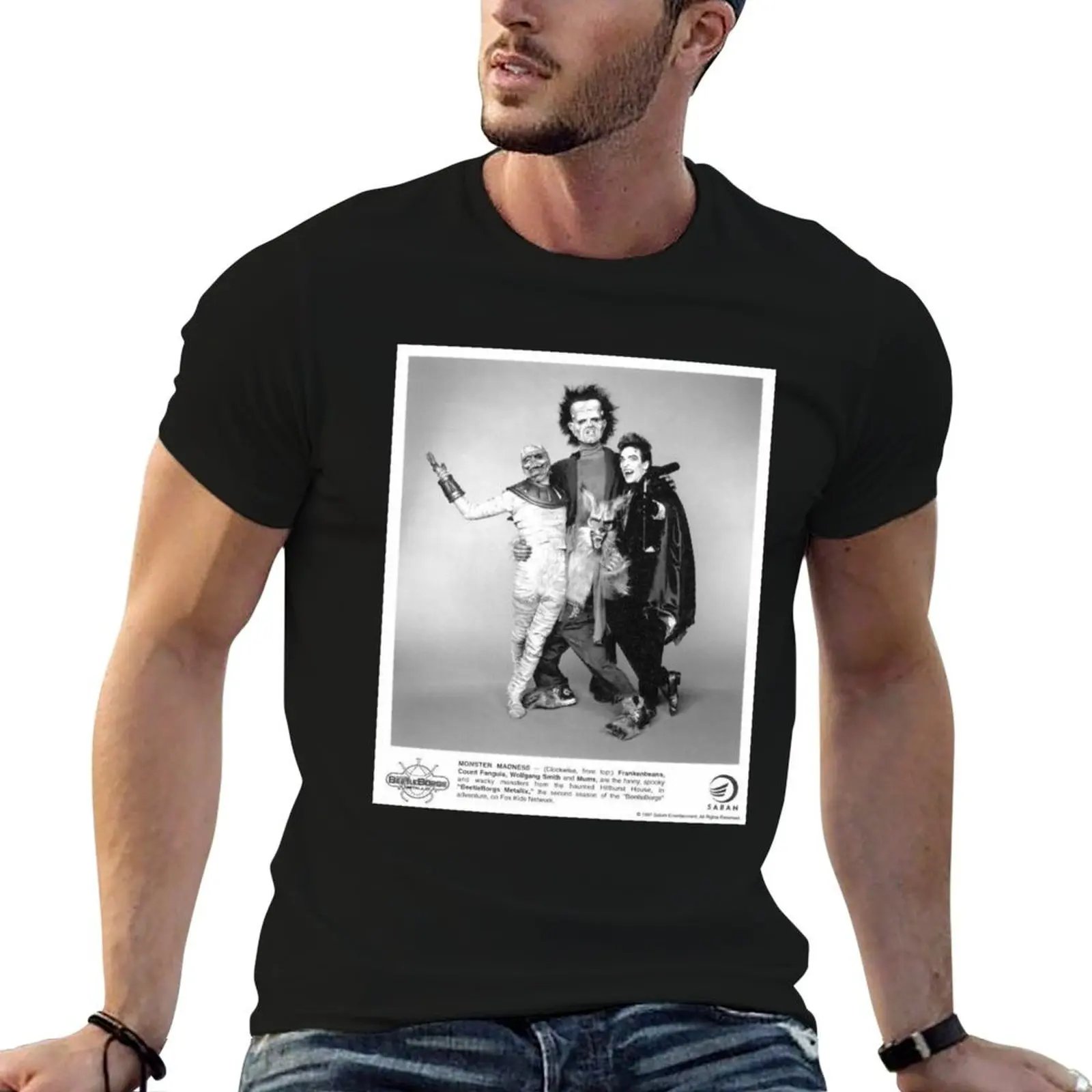 Camiseta BeetleBorgs - Frankinbeans, Count Fangula, Wolfgang & Mums, camisetas divertidas para hombre, camisetas de algodón 100%