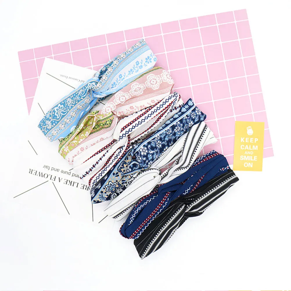 

6pcs Stripe Headbands For Women Face Washing Daily Use Comfortable Cloth Accessories Cross Design One Size Shining Party Wear