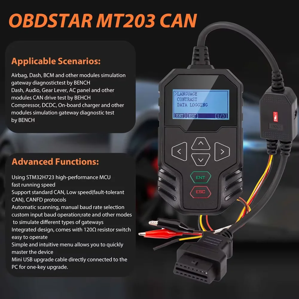 OBDSTAR MT203 CAN Driver/Gateway Simulator Electronics Repair Tool Support Dash/Audio/Gear Lever/AC Panel Test 2 Years Update