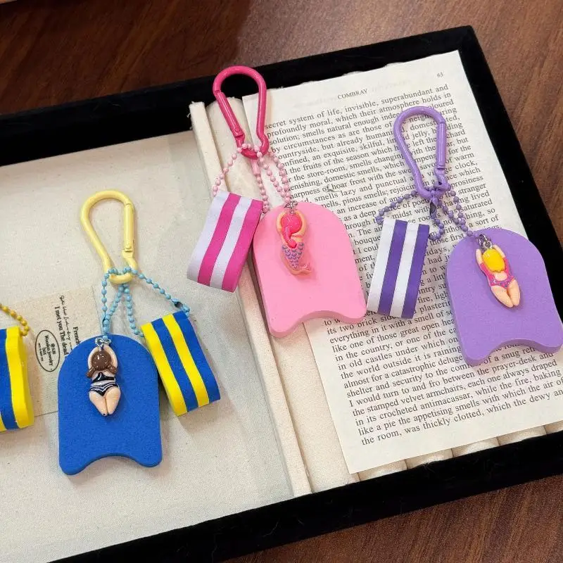 Sport Style Keychain Cute Swimming Girl Boy Pendant Backpcak Hanging Piece Bag Charm Car Key Chain Chic Accessories Gift