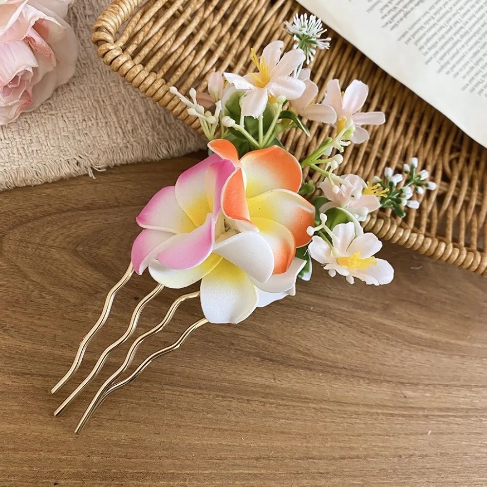 

Sweet Water-Sprinkling Festival Hair Clip Vintage Fresh Egg Flower Duckbill Clip Artificial Pearl Fabric Floral Headwear