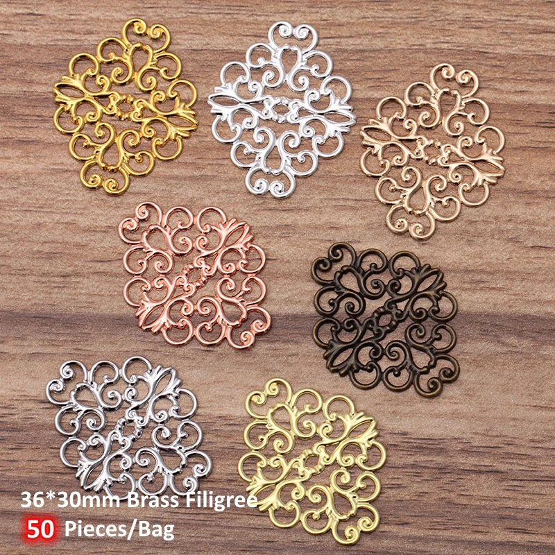 BoYuTe Filigree Findings European Flower Materials Handmade Diy Metal Brass Jewelry Accessories