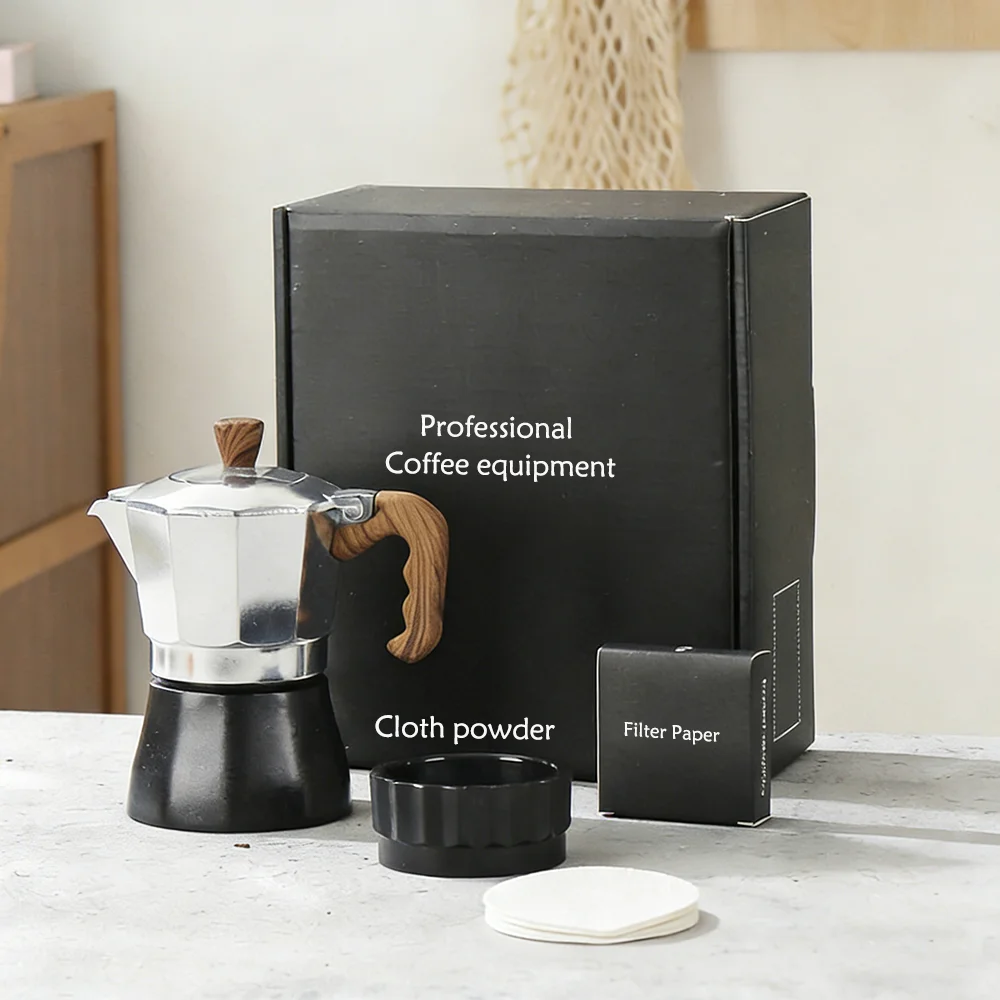 

Кофеварка Мока с двойным клапаном, 2/4 чашки, для дома, для латте, на плиту, из нержавеющей стали, в подарочной коробке