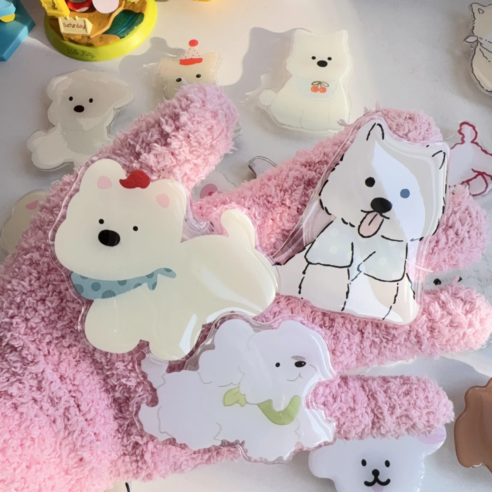 حامل كلب المرتفعات الغربية الملون باللون الكريمي مناسب لأي حامل وسادة هوائية للهاتف المحمول لاصق لسطح المكتب الكسول #2