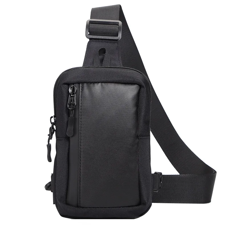 Small Men Chest Bag Fashion Male Shoulder Crossbody Bags Sling Side Bag for Man Husband Nylon Sports Body Rig Black Mini Travel