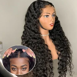 Wear And Go Glueless Wigs Synthetic Water Wave Lace Front Wigs  4X4 HD Deep Curly Wet and Wavy Ready to Wear Lace Closure Wigs