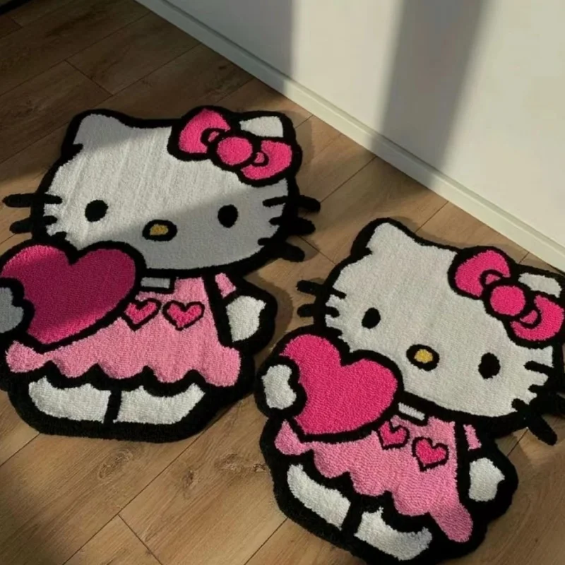 

Sanrio Hello Kitty плюшевый напольный коврик мультяшный нескользящий коврик из искусственного кашемира Kt Cat Kawaii милый мультяшный коврик для комнаты прикроватное украшение