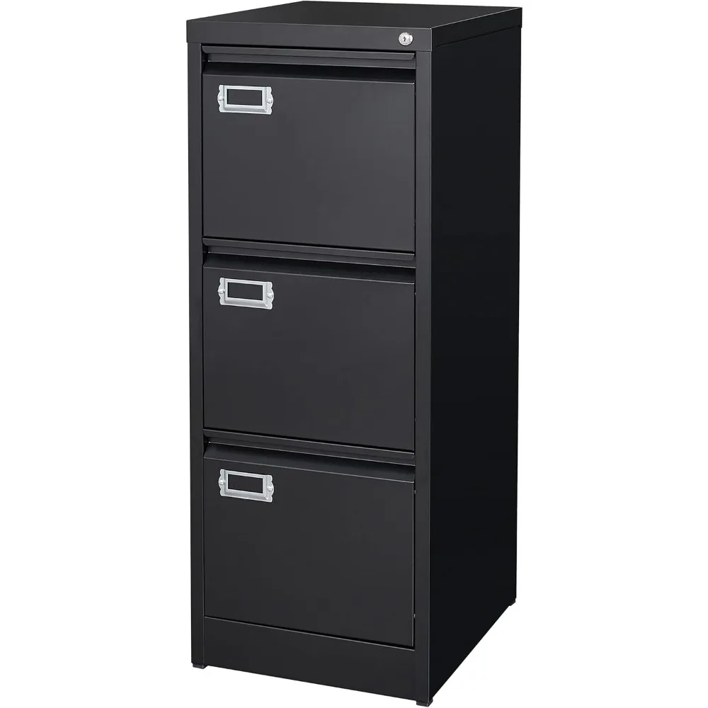 3 Drawer File Cabinet with Lock Metal Vertical File Cabinet Office Home Narrow File Cabinet for A4 Legal/Letter Size