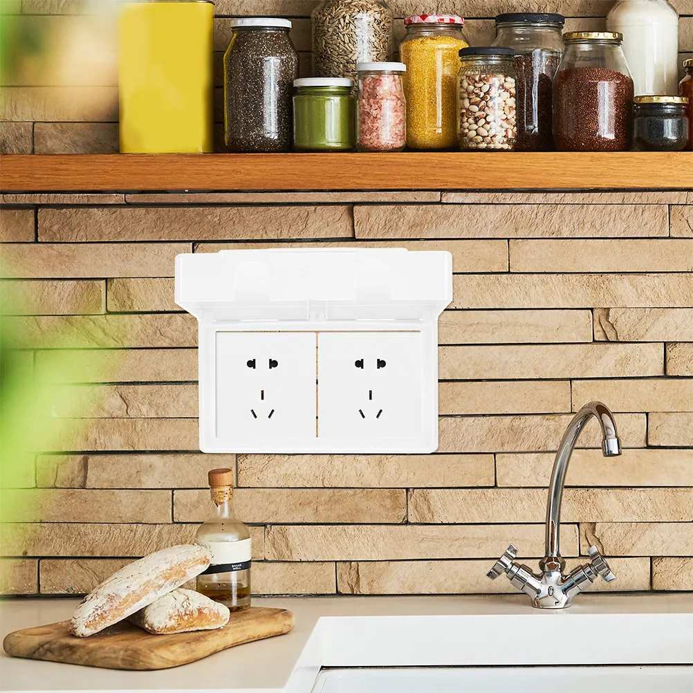 

Bathroom Outlet Cover Waterproof Socket Protective Cover Easy Install Adhesive Design Wear Resistant for Electrical Panel Wall
