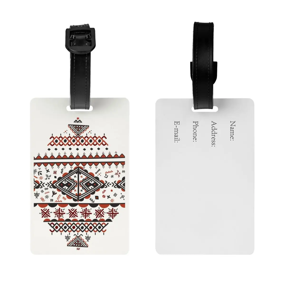 Etiqueta de equipaje personalizada, etiqueta de identificación con patrón de Kabyle amazogh, símbolo de arte Berber, Maleta, cubierta de privacidad