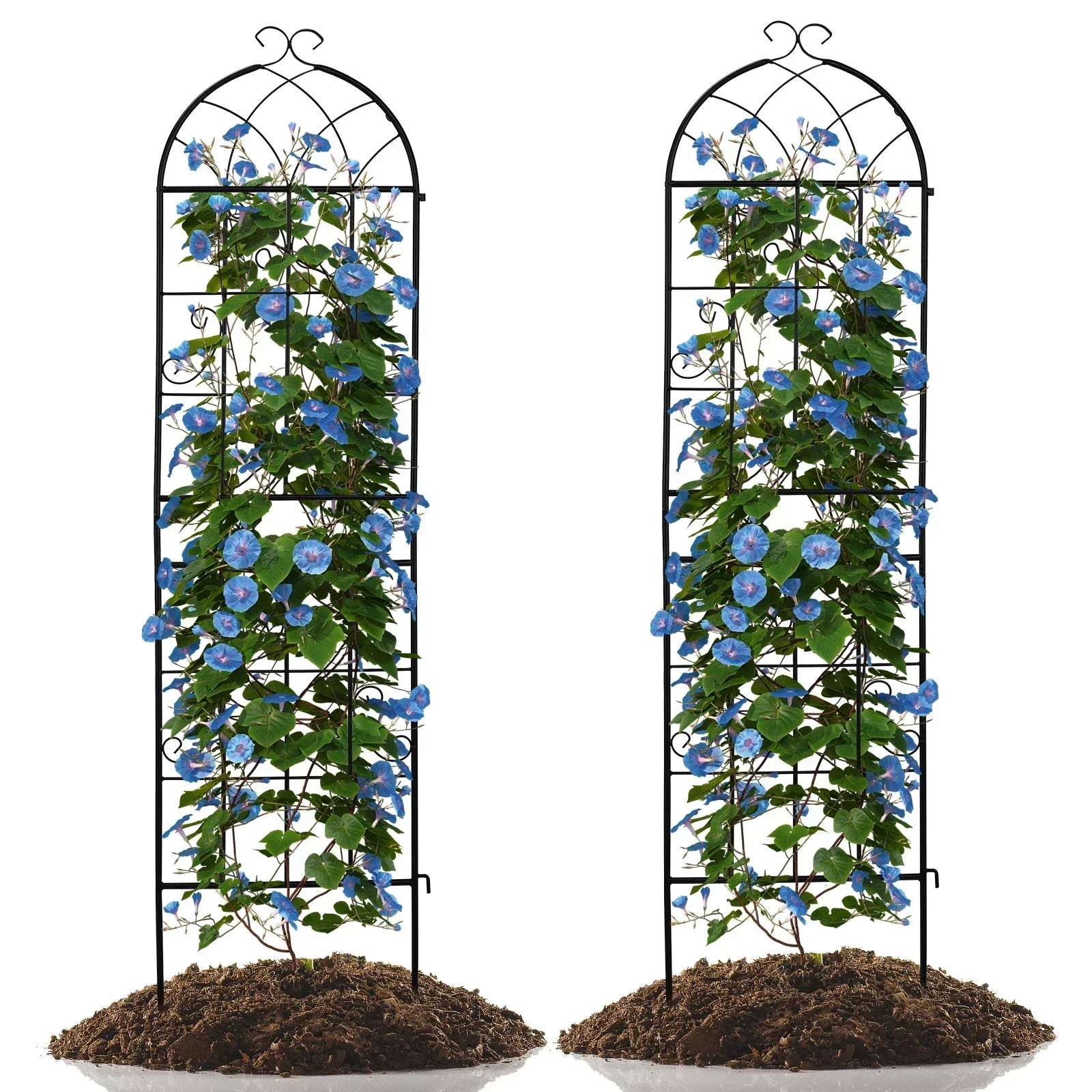 2 Pack 16" x 61" Rustproof Iron Garden Trellis for Climbing Plants Outdoor Flower Support Cream