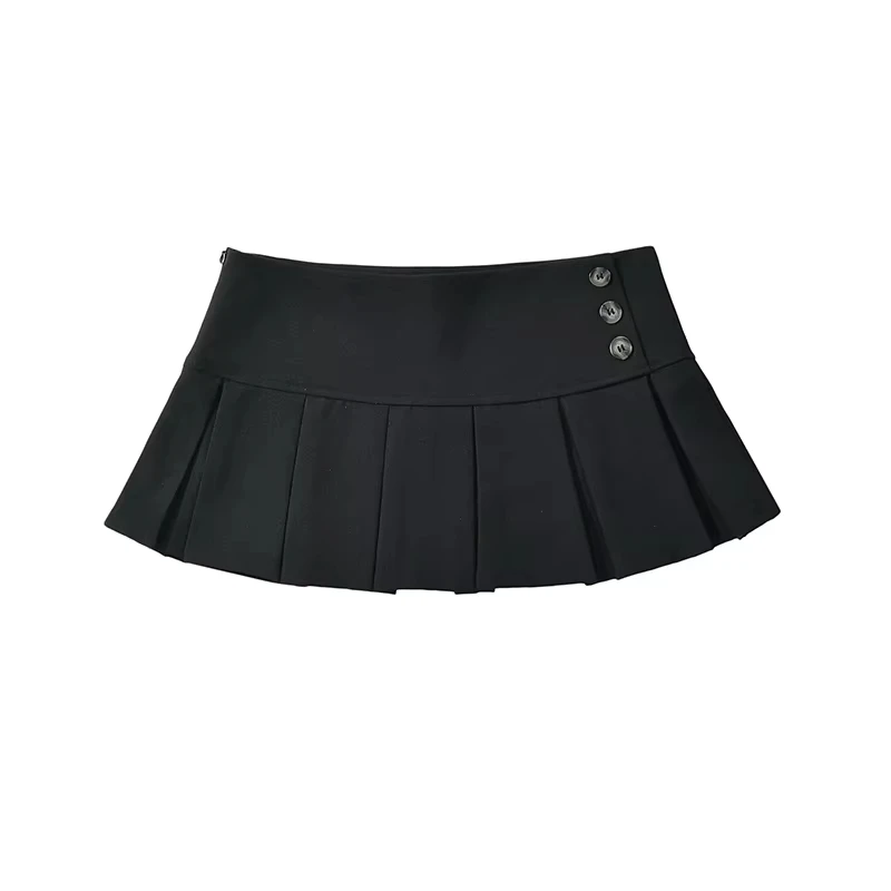 Americano retro plissado mini saia feminina sexy cintura baixa saias de verão legal menina y2k saia