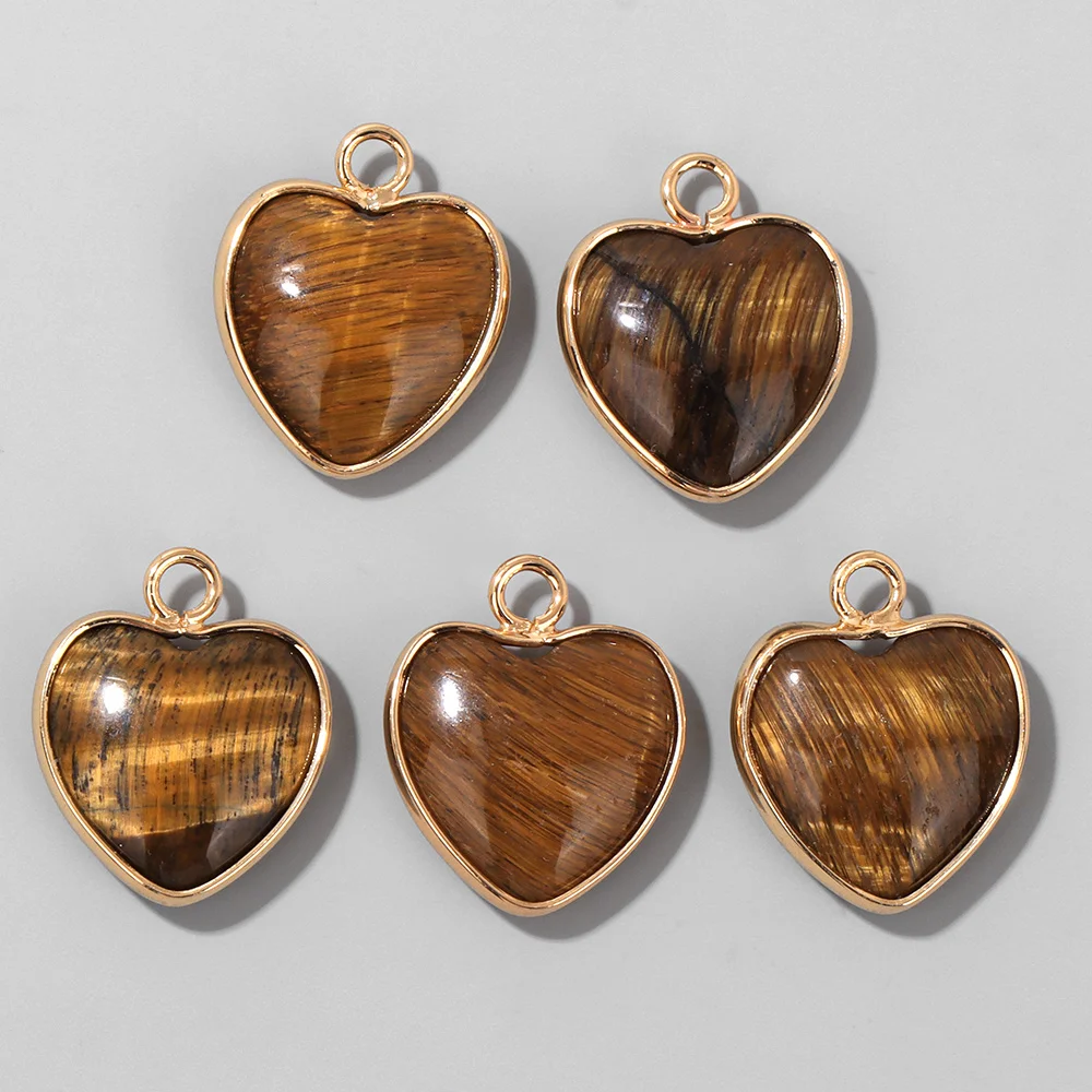Cute Heart Shape Stone Pendant Natural Gem Charm
