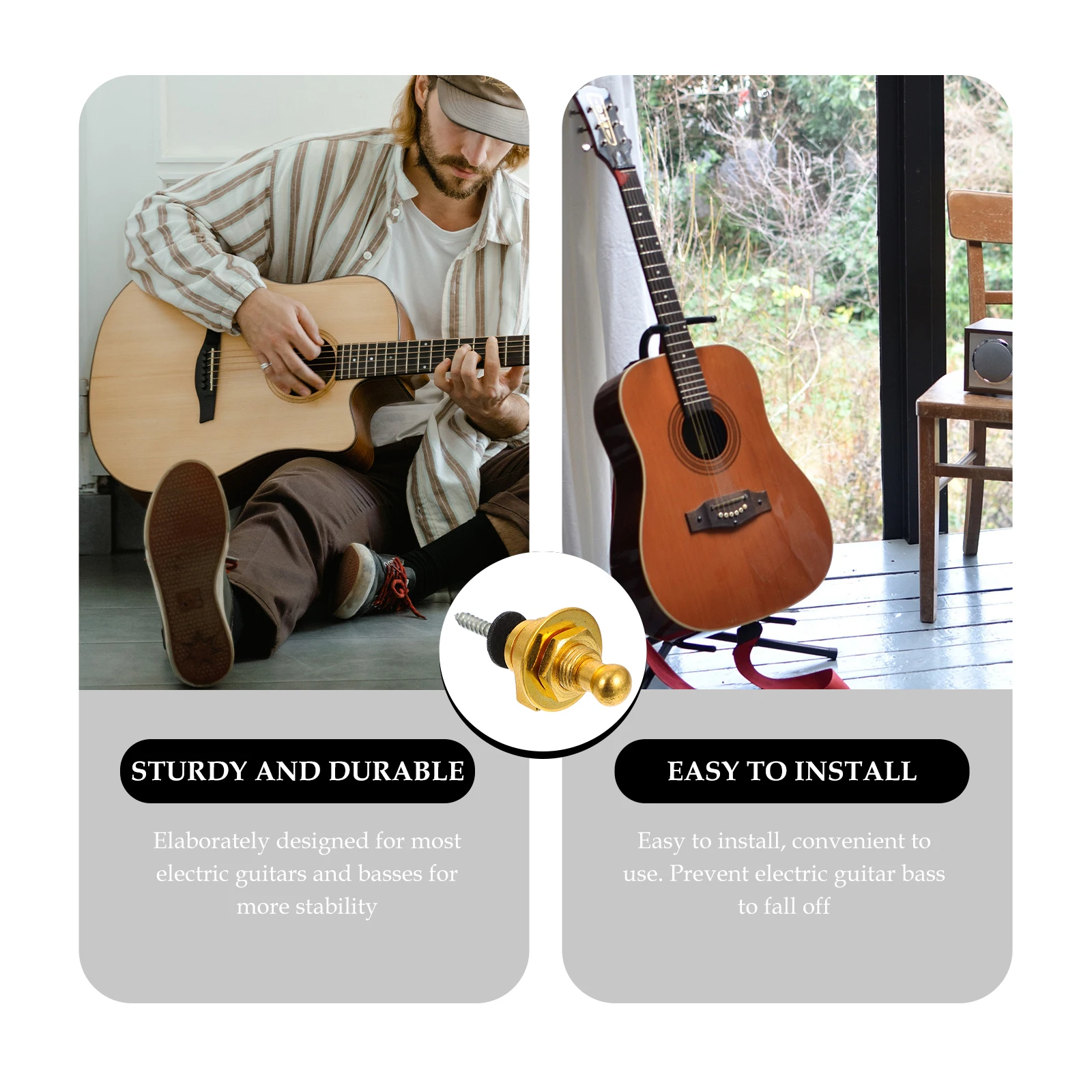 

2Pcs Anti slip Guitar Tail Nail Button Strap Lock for Bass Belt Buckle Durable High quality Material Easy Installation
