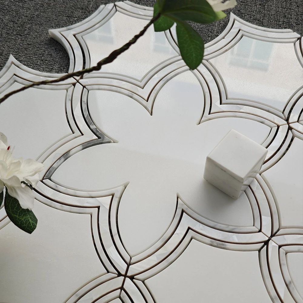 marble mosaic hotel parquet floor design mosaic tile Beautiful flower wall mosaic white ceramic glass stone tile water jet