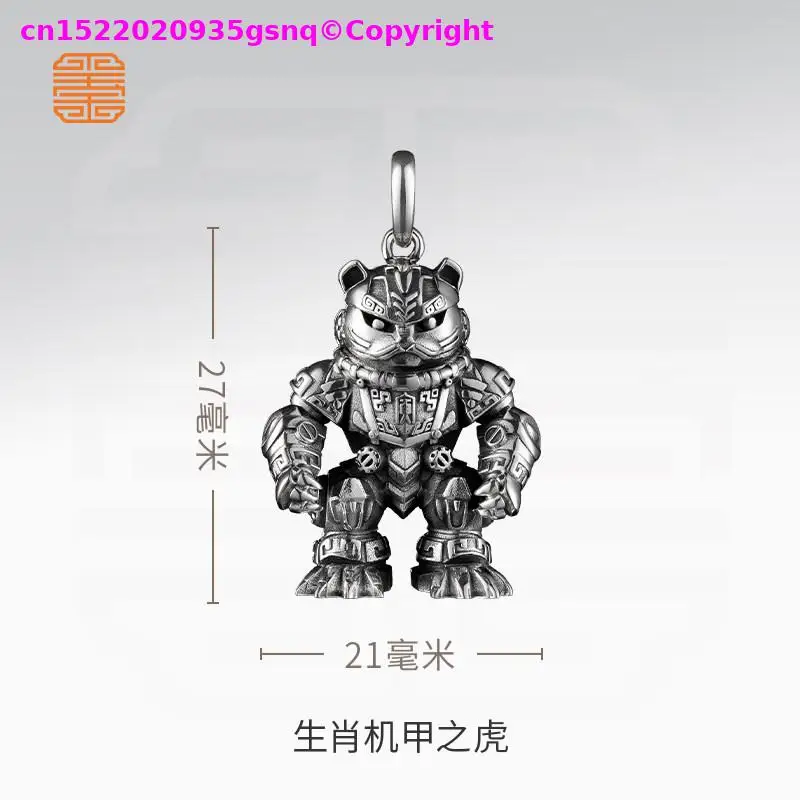 Exclusive TOP fashion 999 Pure Silver Popular mecha amulet pendant CHINA Zodiac Talisman for zodiac year lover Birthday gift
