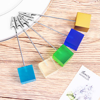 10Pcs Resin Wire Cube Base Clip Holder Memo Photo Paper Note Clip Desktop Organizer Flexible Rope Cable for Office Home