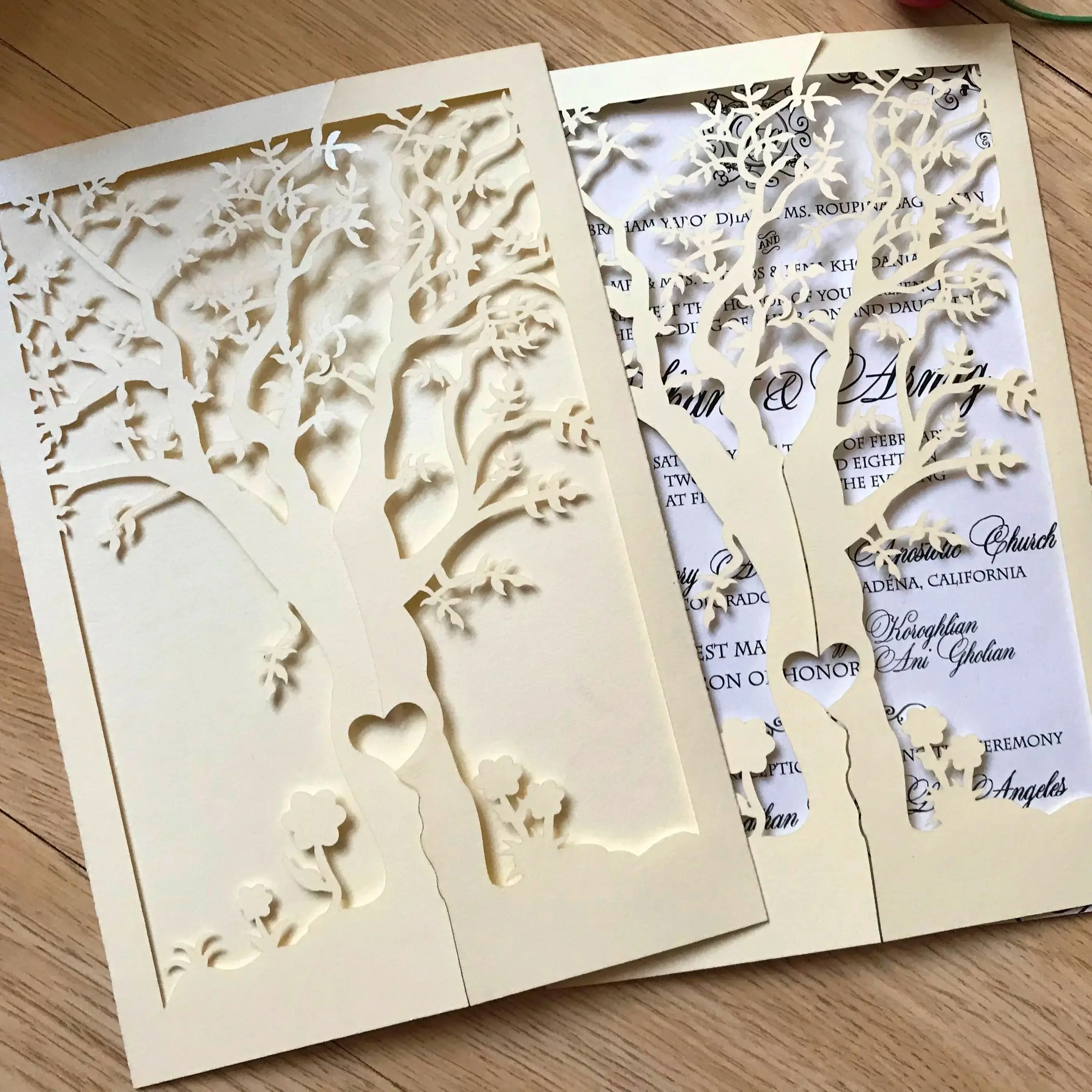 

10pcs Tree Design Laser Cut Wedding Invitation Cards Birthday Greeting Cards,Anniversary Invitaiton for Party Favor Decoration