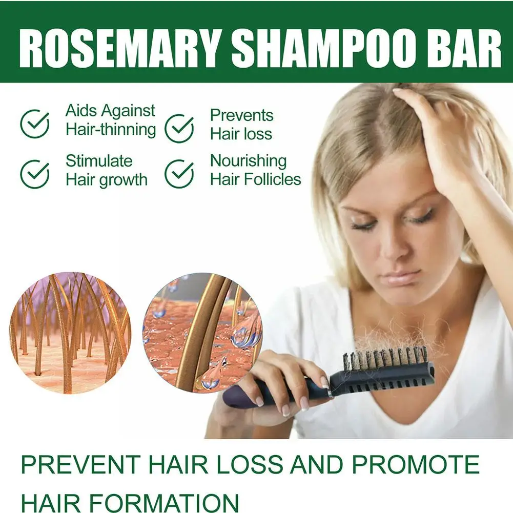 Rosemary Hair ricrescita Shampoo Bar per capelli trattati pulizia profonda capelli trattati capelli secchi danneggiati Shampoo anticaduta Soa M9Q4