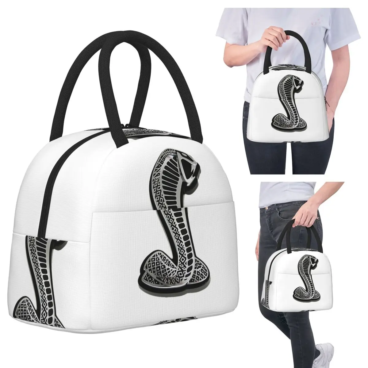 

Shelby Cobra Logo 1 Lunch Bags Insulated Bento Box Portable Lunch Tote Resuable Picnic Bags Cooler Bag for Woman Kids School