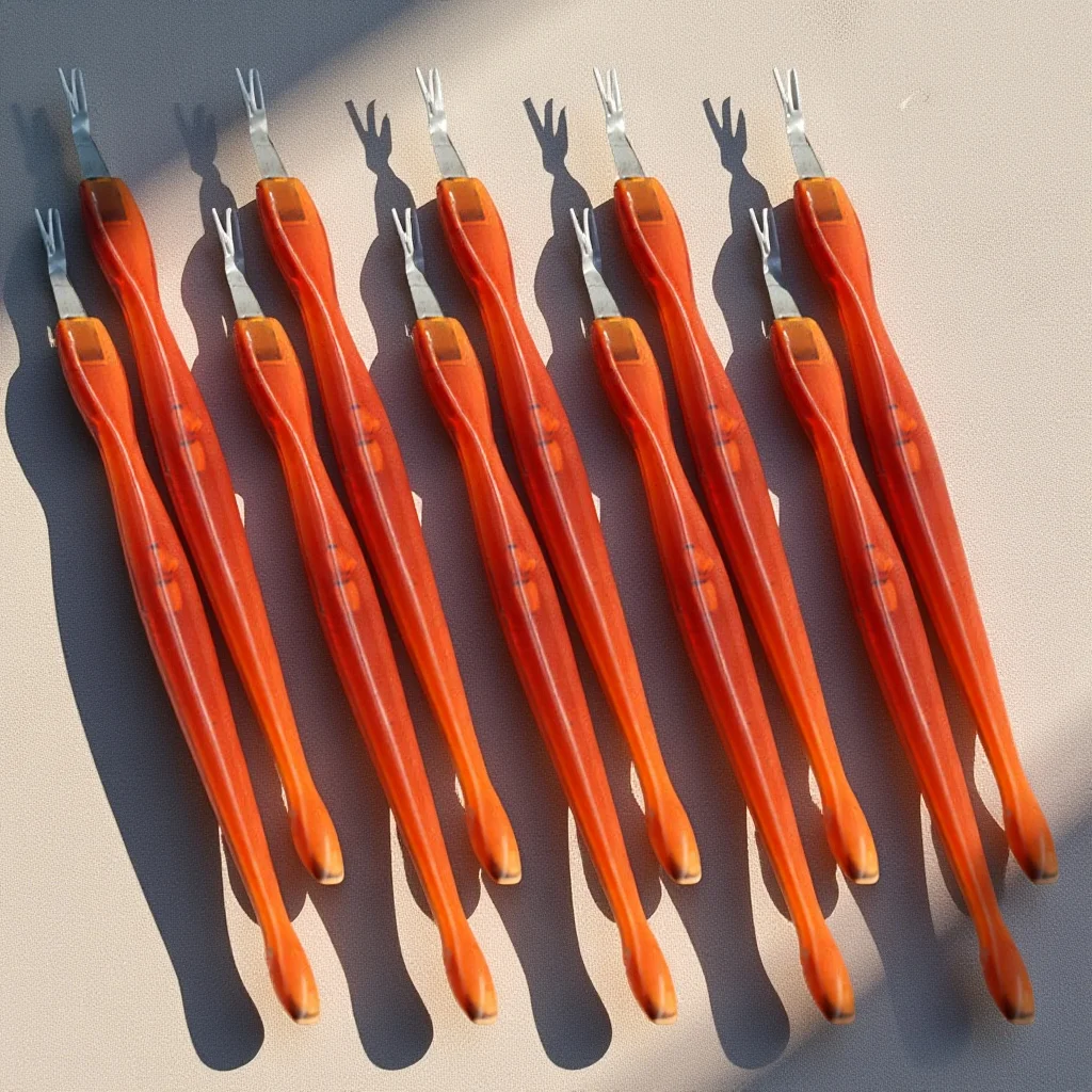 

10Pcs Cuticle Pusher Dead Skin Fork Dual-End Manicure Tool for Removing Callus Residue Acrylic Glue Nail Art Red