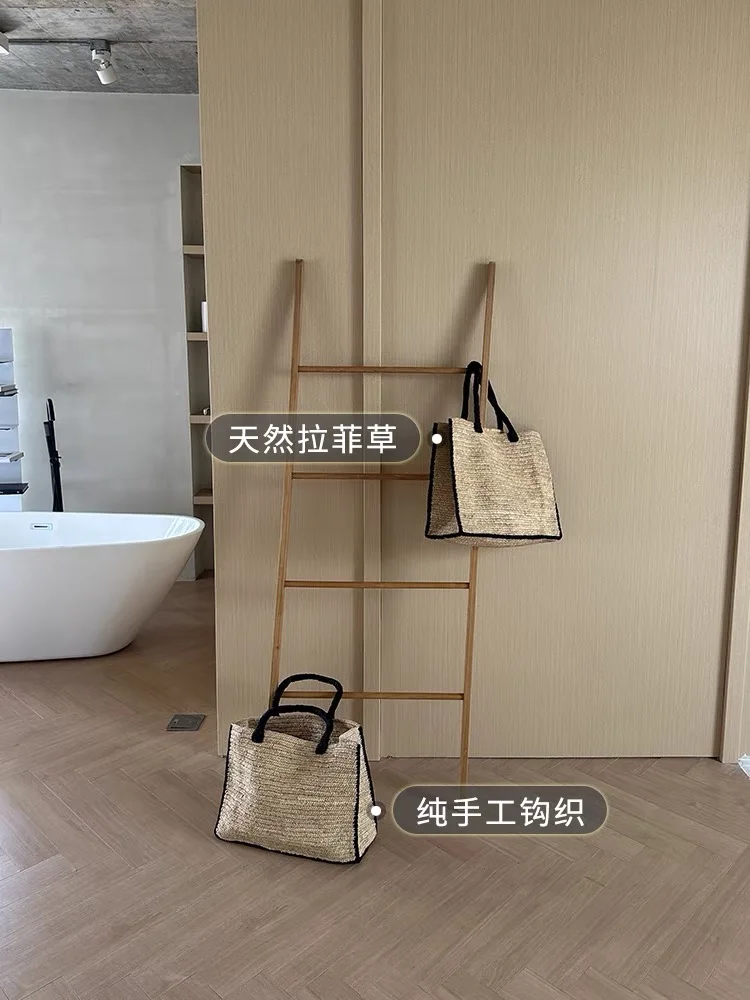 New High Quality French Natural Raffia Woven Luxury Designer Tote Handbag Women High- capacity Vacation Beach Bag Korean Fashion