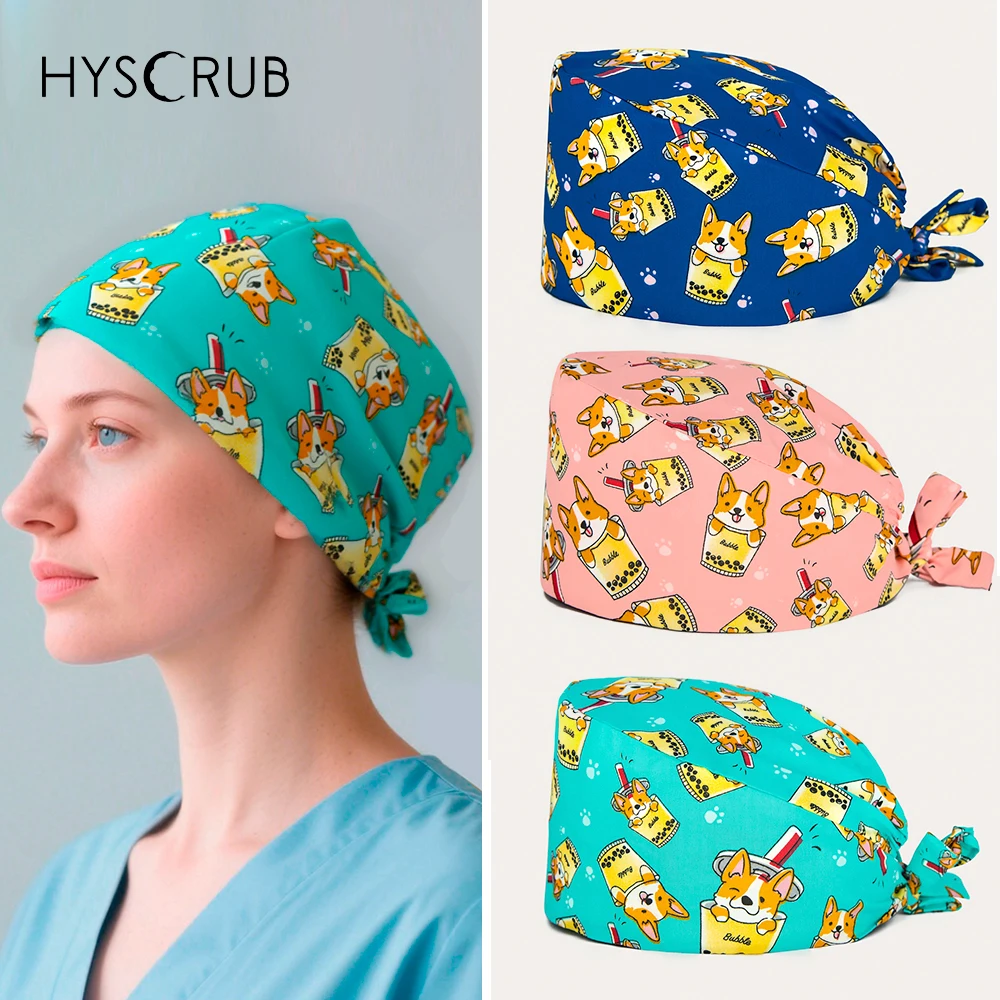 

Dog printed surgical cap Elastic Nursing Hats for Beauty Salons Vet Work Caps Pet Shop Scrub Hat