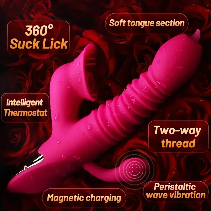 3 in 1 Vibrators Clitoris Sucking Stimulator for Women Vagina G Spot Insert Telescoping Dildo Massager Female Adults Sex Toy