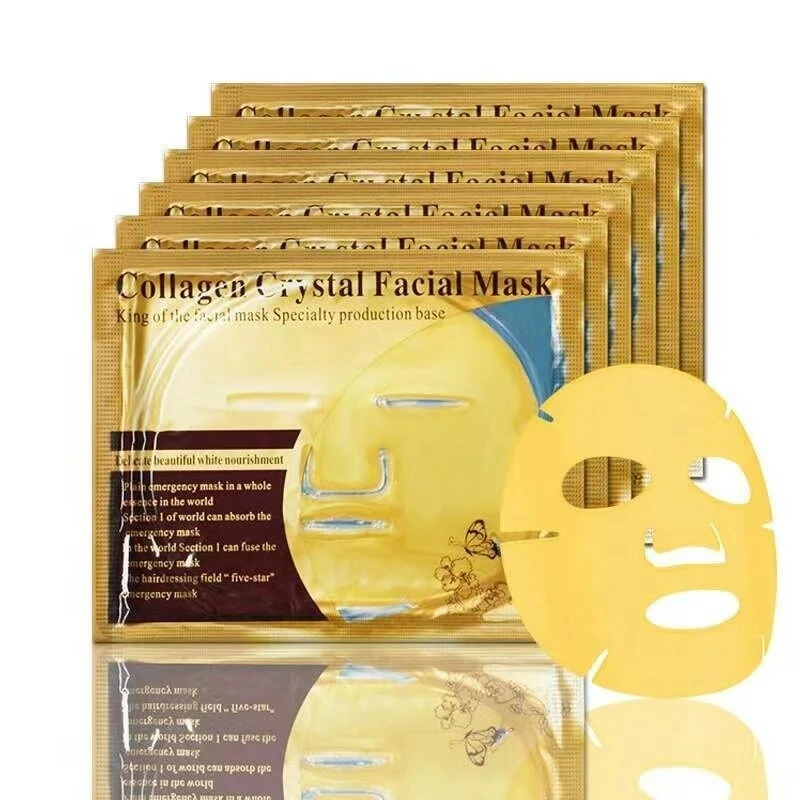 10 stücke Kristall kollagen Gold Gesichts masken Schönheit Hautpflege große Maske Anti-Aging feuchtigkeit spendende feuchtigkeit spendende Gesichts maske für die Gesichts pflege