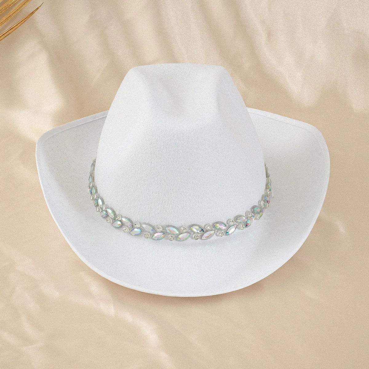 Disco Beach Cowboy Hat Rhinestone Woman for Cowgirl Costume, Top Hats, Rave Festival Accessories view 3