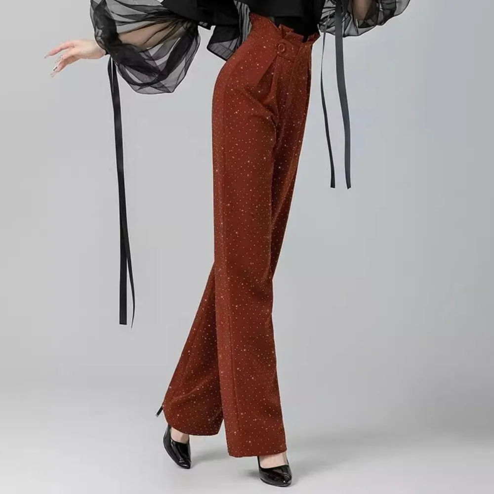 Customized Slim-Fit Latin Modern Dance Pants for Women Fashionable Premium Ballroom Dance Trousers Group Stage Bottom Wear