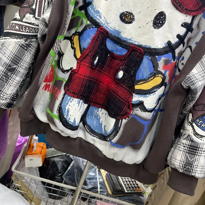 2025 Autumn New Fashion Versatile Heavy Industry Cartoon Cat Embroidery Long Sleeves Baseball Jacket For Women's Y2k Kawaii Coat